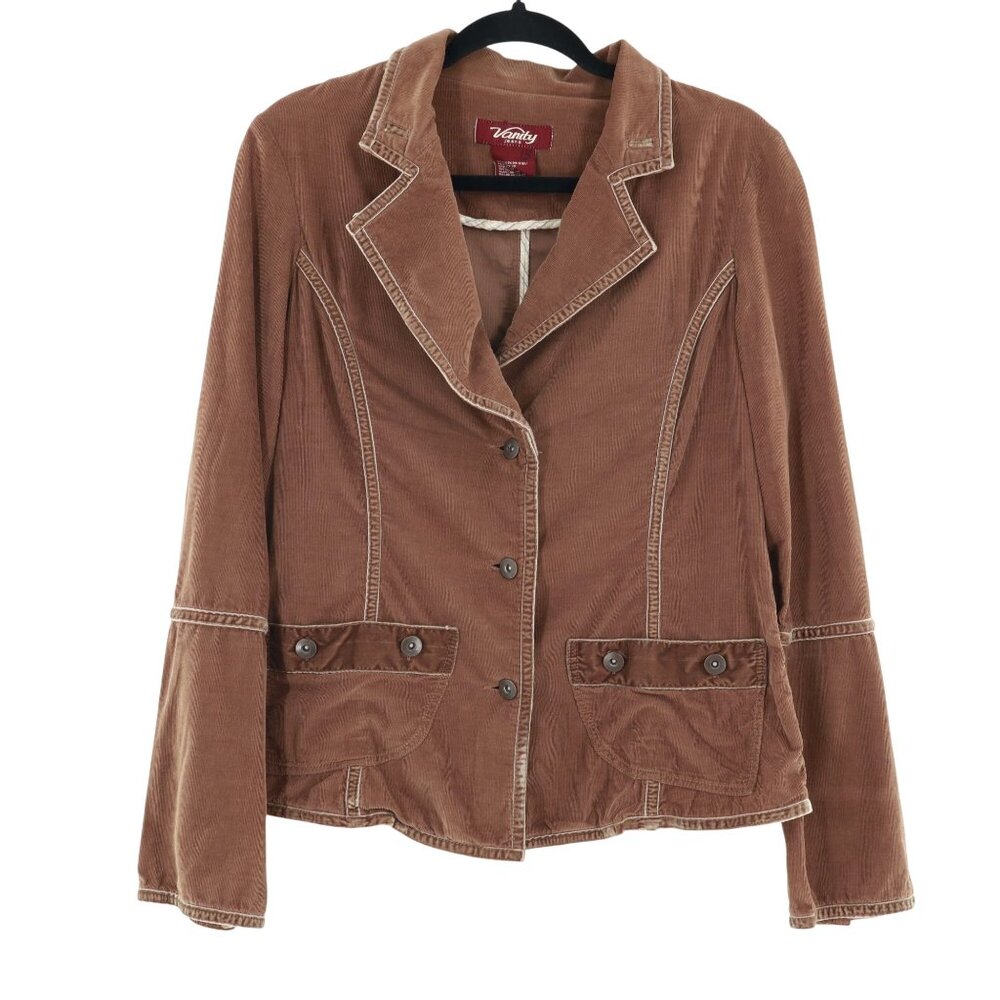 Vanity Jeans Corduroy Blazer Womens M Brown Officecore Academia Elevated Basic